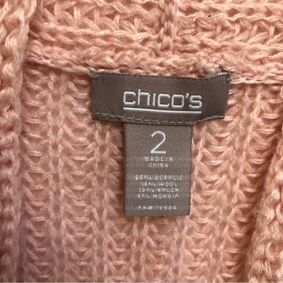 Chico’s Women’s Open Front Lightweight Long Cardigan Sweater Peach Coral Size 12 - Picture 2 of 8